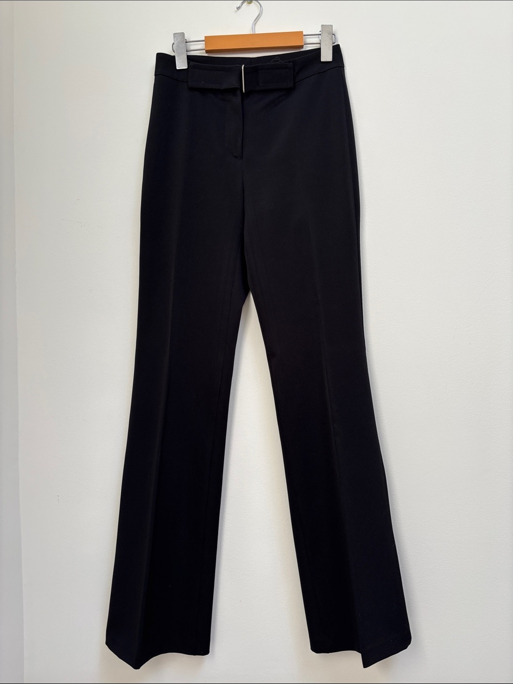 High-Waist Black Flare Pants with Built-In Belt